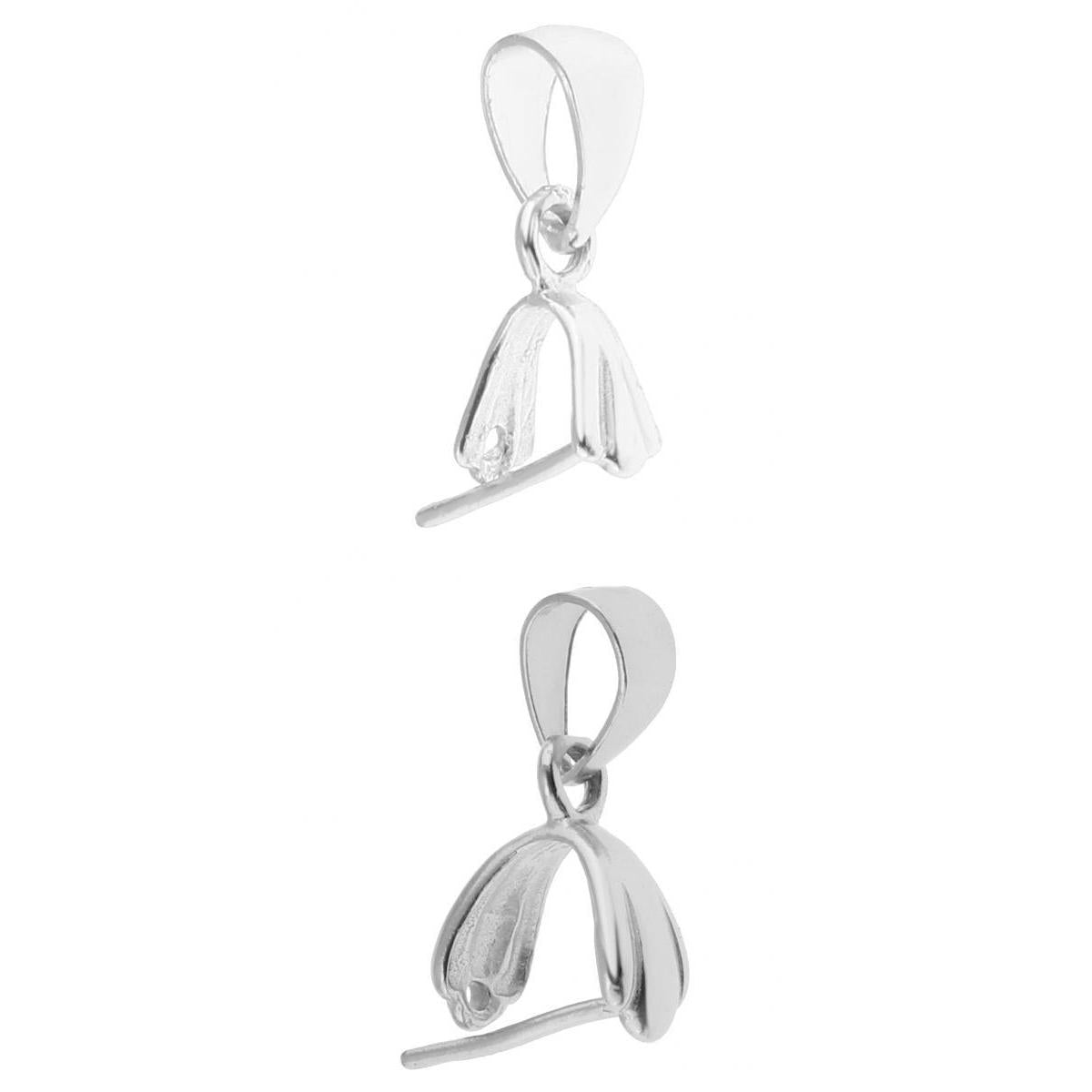 2Pc 925 Sterling Silver Pinch Clip Bail Clasp Charm Pendant Connector Charms