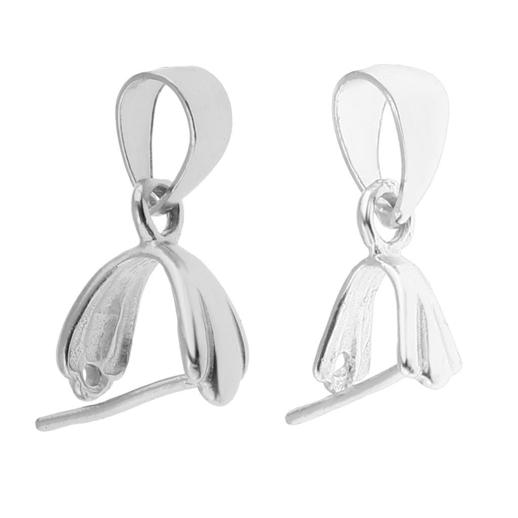 2Pc 925 Sterling Silver Pinch Clip Bail Clasp Charm Pendant Connector Charms
