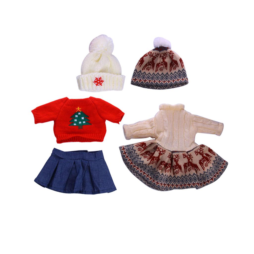 18'' Doll Knitwear Sweater Winter Dress Hat Set for Doll