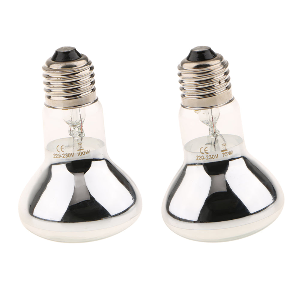 2 Pcs Heat Basking Lamp Reptile Infrared Heater Reptile Supplies 75W/100W