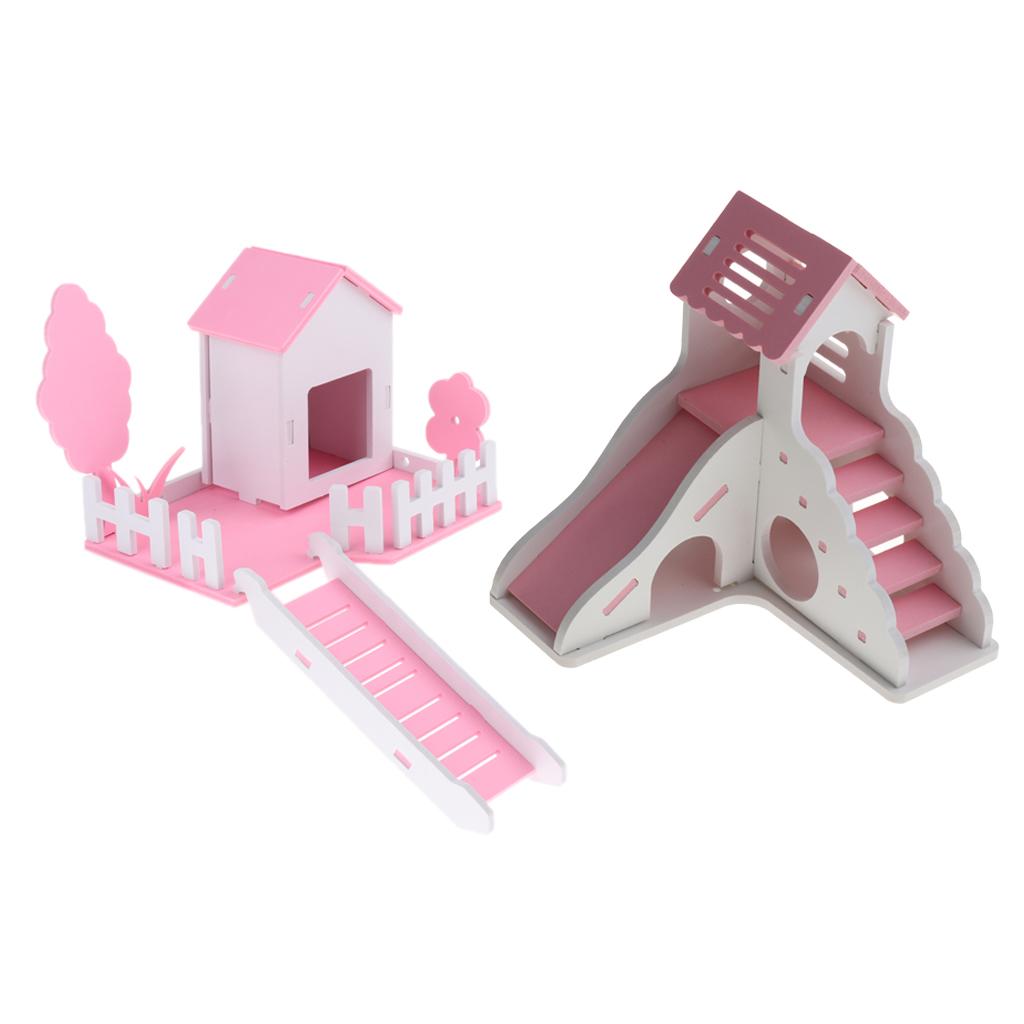 2 Pcs House Villa Cage Exercise Toys for Hamster Hedgehog Mouse Guinea Pig
