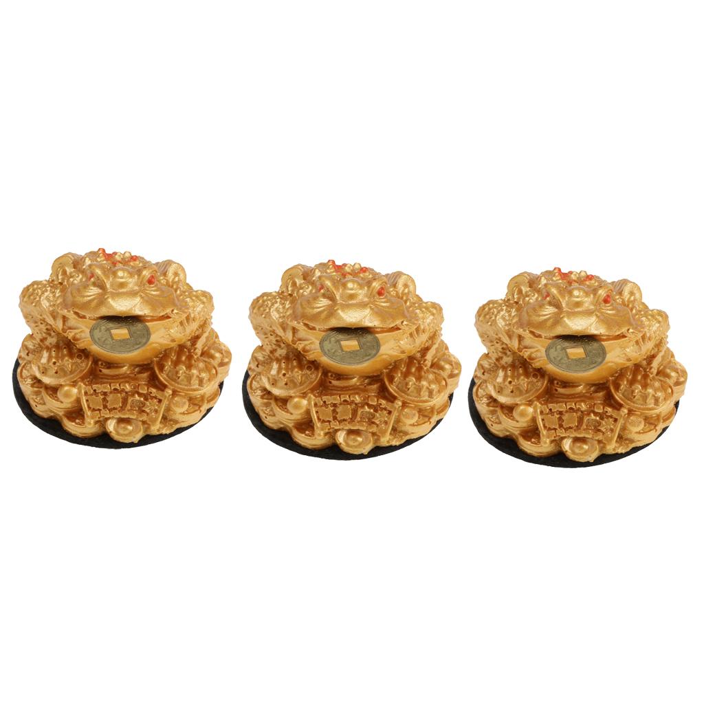 3x Fengshui Money Lucky Fortune Oriental Chinese Wealth Frog Toad Coin Decor