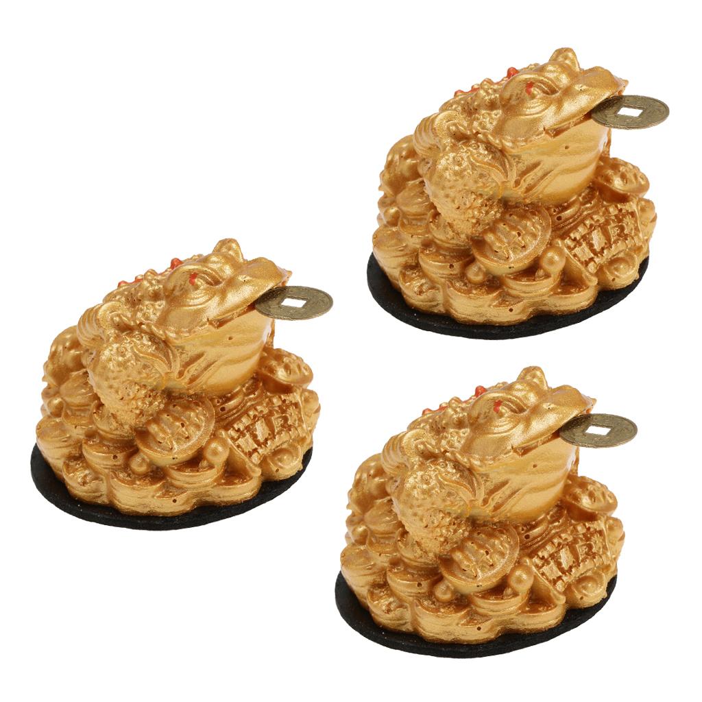 3x Fengshui Money Lucky Fortune Oriental Chinese Wealth Frog Toad Coin Decor