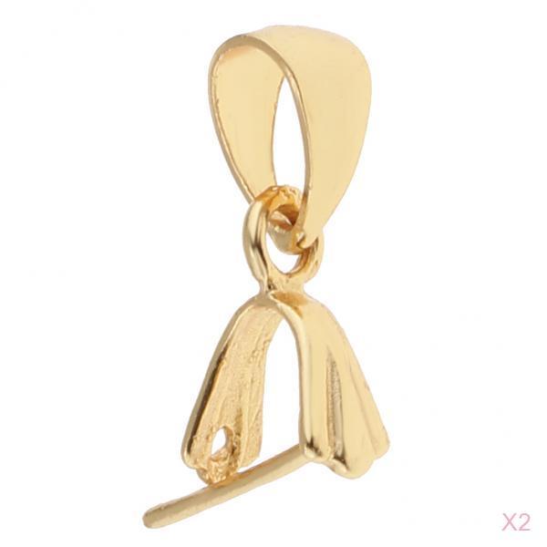 2 Pieces 925 Sterling Silver Pinch Clip Bail Clasp Connector Gold 4.5mm