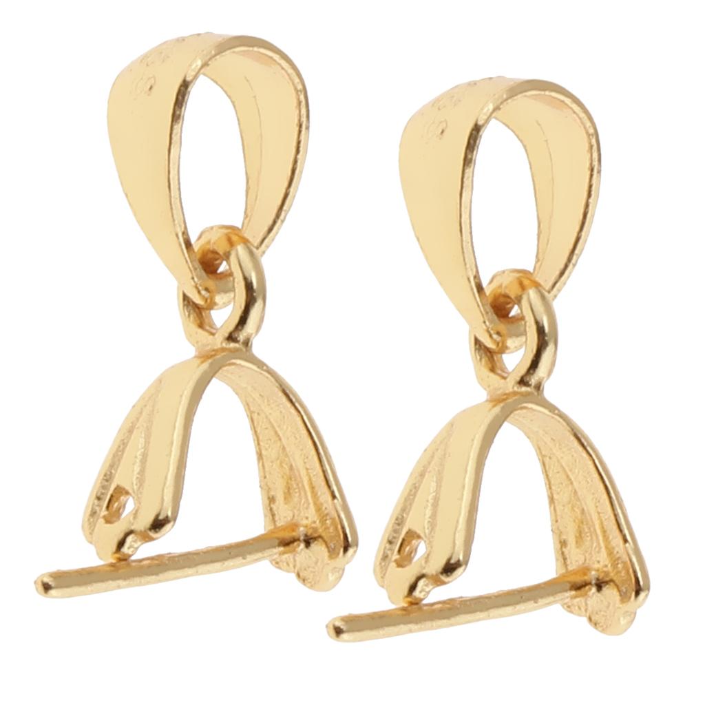 2 Pieces 925 Sterling Silver Pinch Clip Bail Clasp Connector Gold 4.5mm