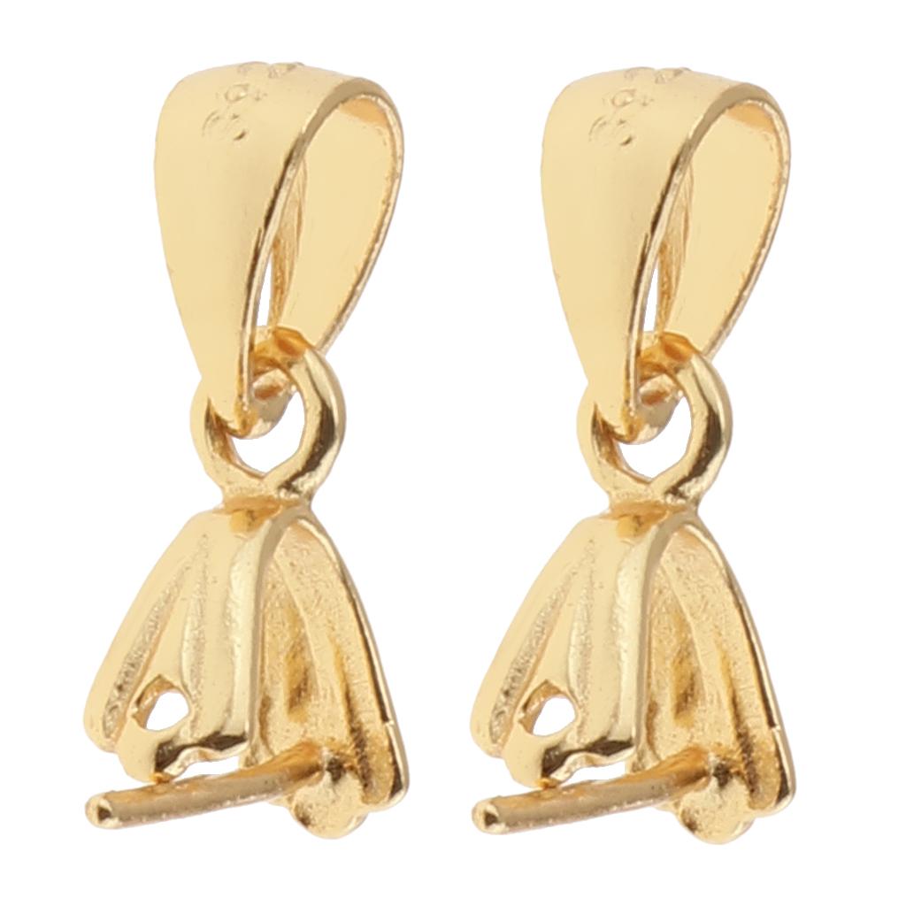 2 Pieces 925 Sterling Silver Pinch Clip Bail Clasp Connector Gold 4.5mm