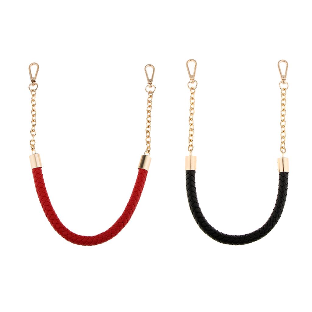 2 Piece Metal PU Leather Braided Bag Strap Handle Bag Chain Replacement 60cm