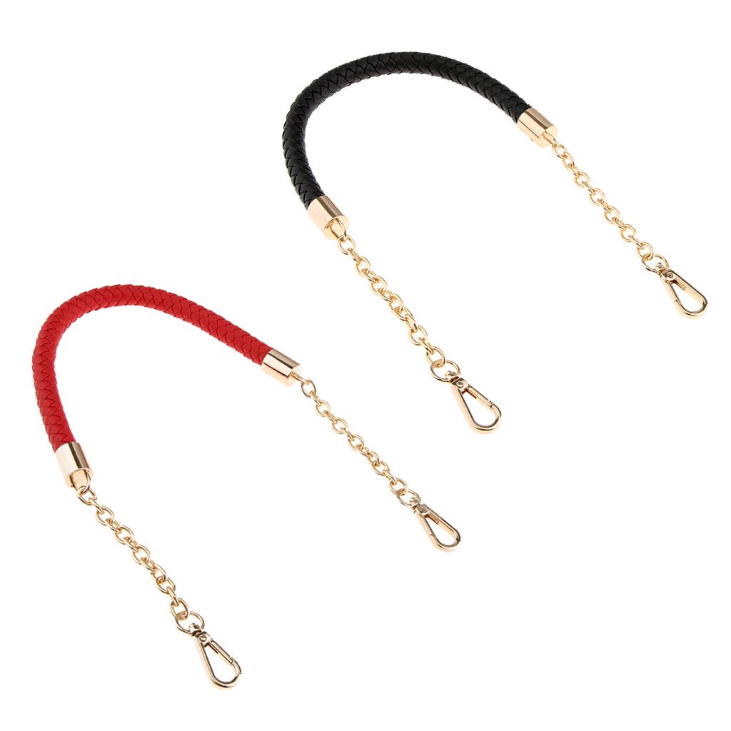 2 Piece Metal PU Leather Braided Bag Strap Handle Bag Chain Replacement 60cm