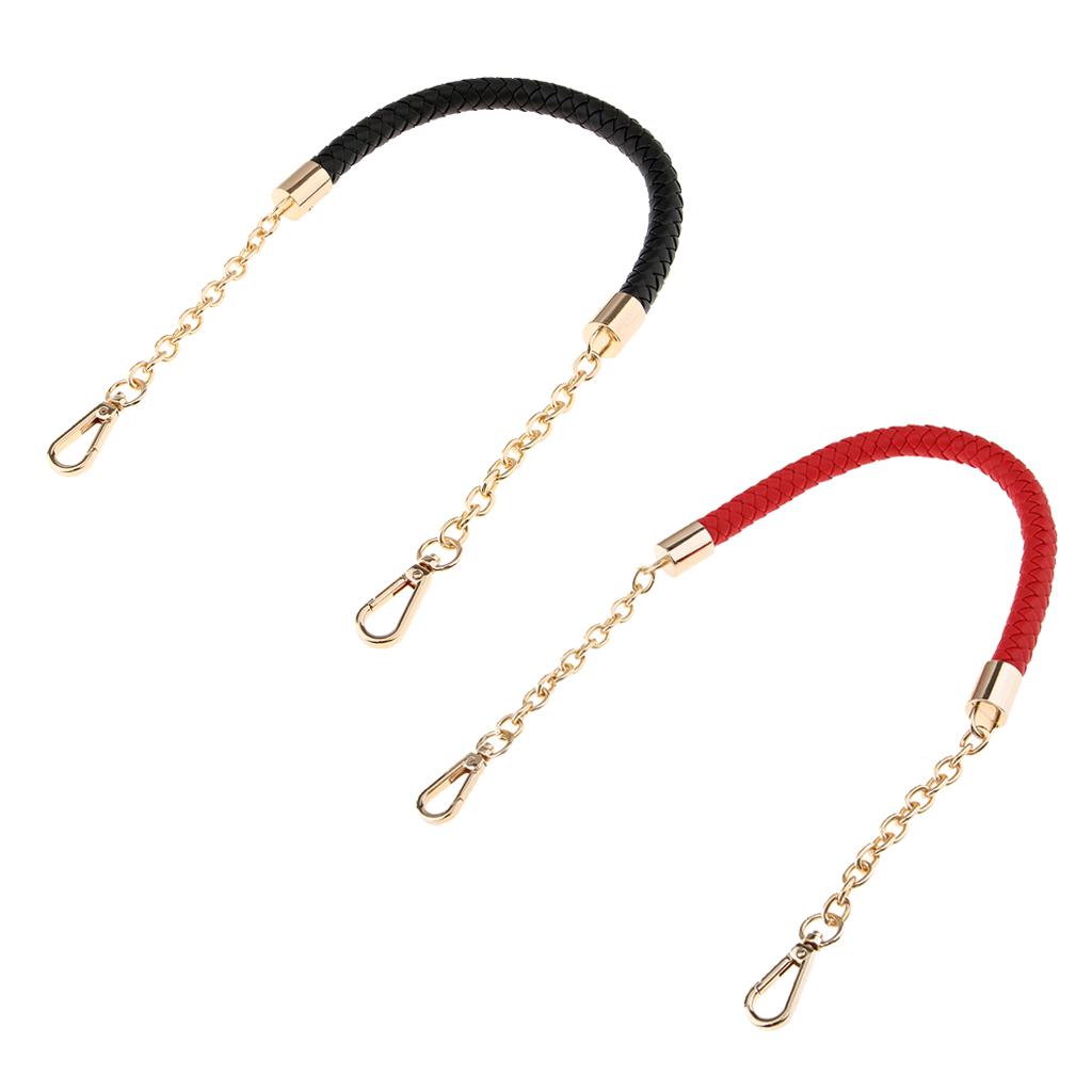 2 Piece Metal PU Leather Braided Bag Strap Handle Bag Chain Replacement 60cm