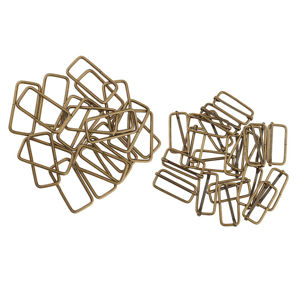40 Pieces 38mm Metal Adjustable Buckle Connector for Bag Strap Bronze