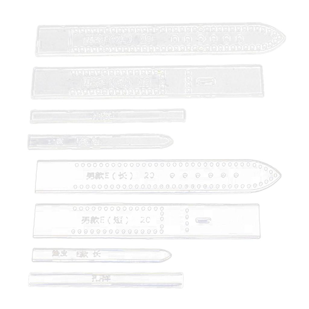 8Pcs Leather Craft Clear Acrylic Watch Strap Band Stencil Templates 18 20mm