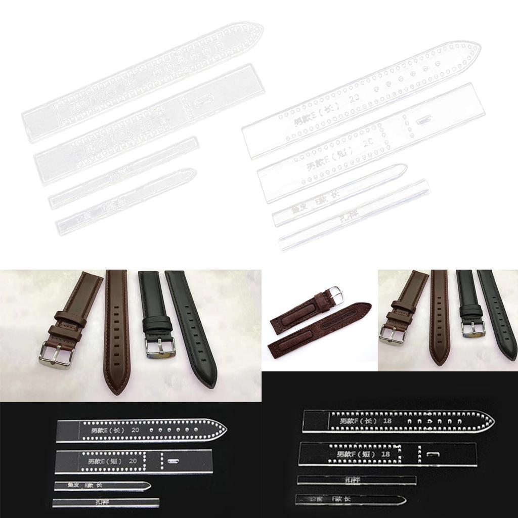 8Pcs Leather Craft Clear Acrylic Watch Strap Band Stencil Templates 18 20mm