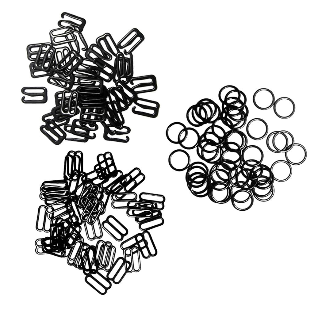 300pcs 3 Style Black Metal Bra Lingerie Strap Sewing Clip Slider 10mm 12mm