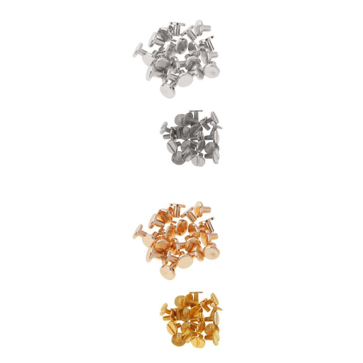 40 Sets 8mm Round Rivet Screw Studs Leather Craft Accessories Gold Silver