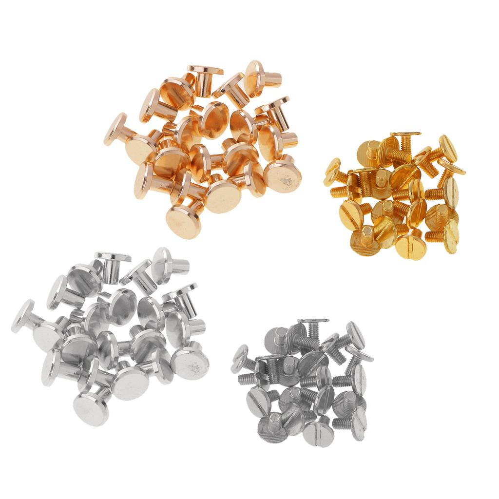 40 Sets 8mm Round Rivet Screw Studs Leather Craft Accessories Gold Silver
