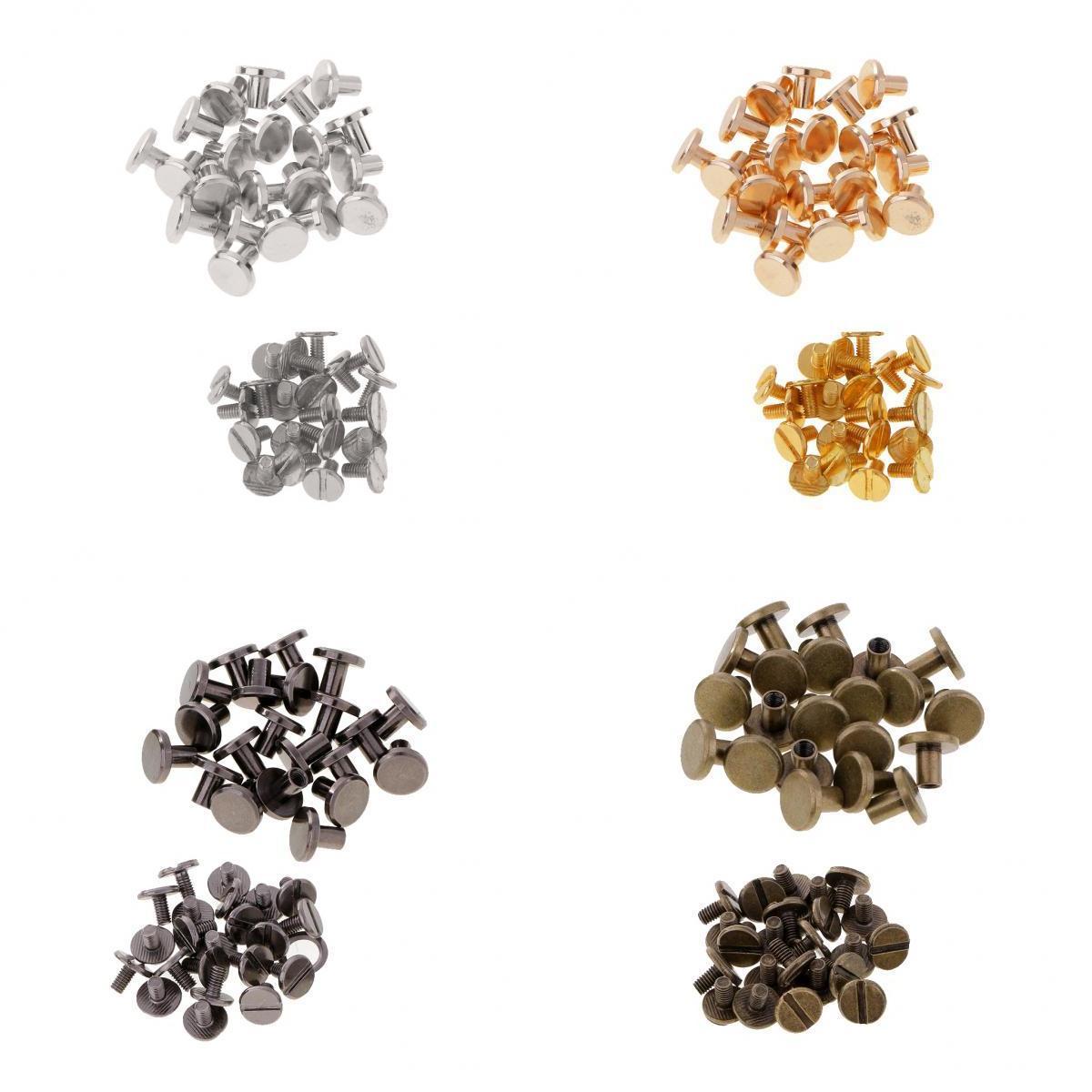 80 Sets Round Rivet Screw Studs Chicago Screw for Leather Craft Accessories