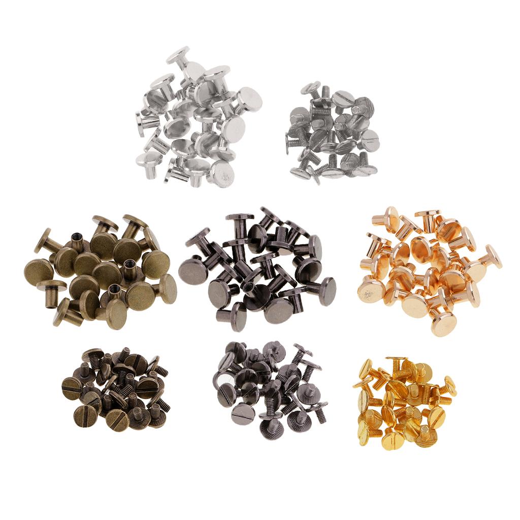 80 Sets Round Rivet Screw Studs Chicago Screw for Leather Craft Accessories
