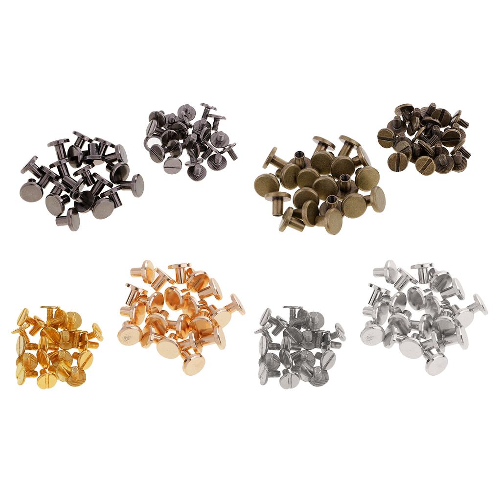 80 Sets Round Rivet Screw Studs Chicago Screw for Leather Craft Accessories