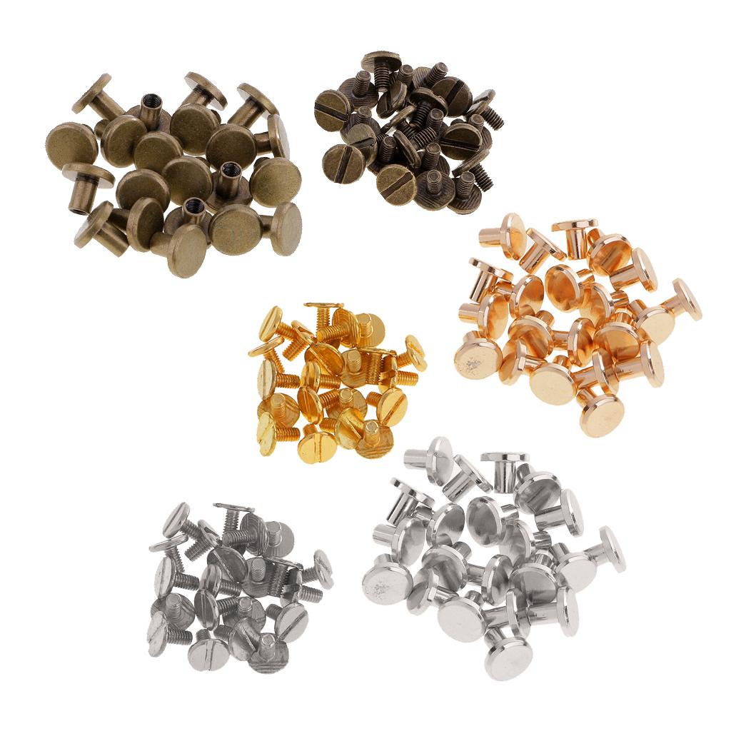 60 Sets Leather Craft Belt Wallet Solid Brass Nail Rivets Chicago Screws 8mm