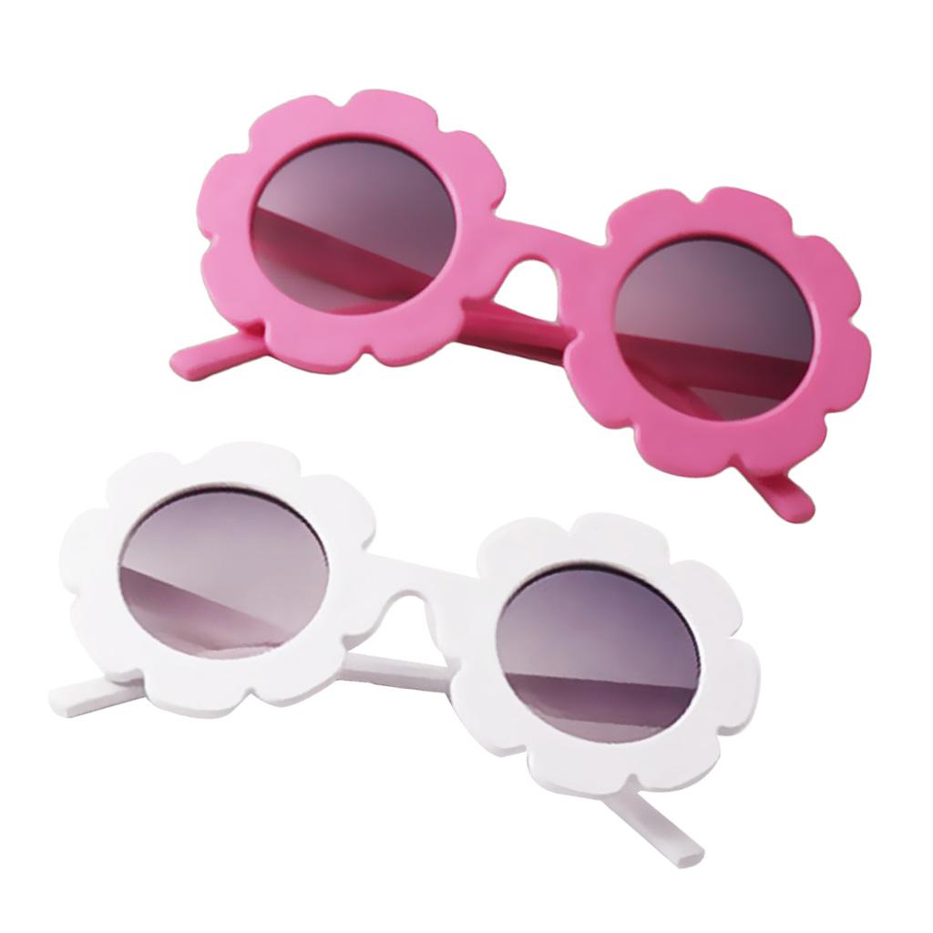 2 Piece Cartoon Baby Kids Round Sunglasses Toddler Plastic Goggles Eyewear Pink+White