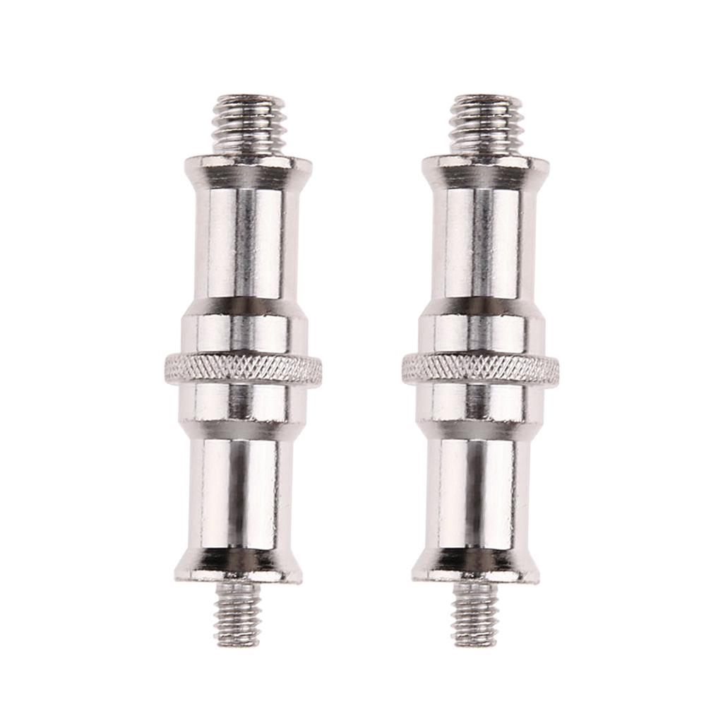 2x 1/4 to 3/8" Spigot Stud Male Screw Tripod Adapter for Flash Light Stand"