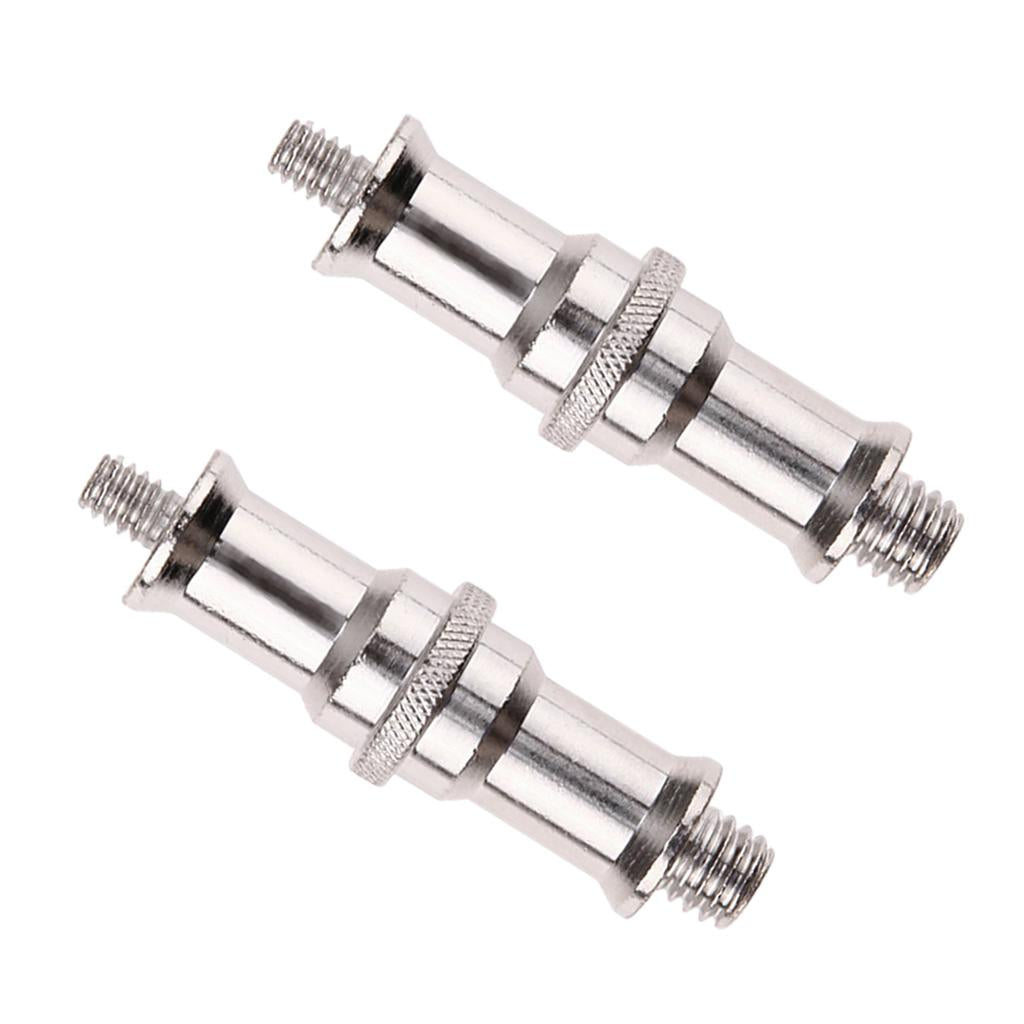 2x 1/4 to 3/8" Spigot Stud Male Screw Tripod Adapter for Flash Light Stand"