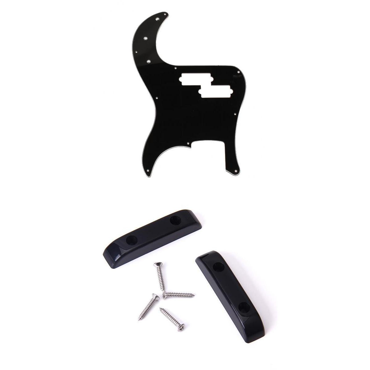 Black 3 Ply Pickguard for PB Bass+2pcs Thumb Rest Tug Bar Finger Pull