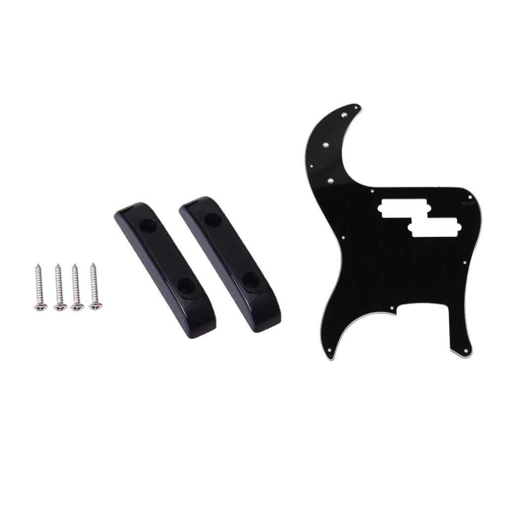 Black 3 Ply Pickguard for PB Bass+2pcs Thumb Rest Tug Bar Finger Pull