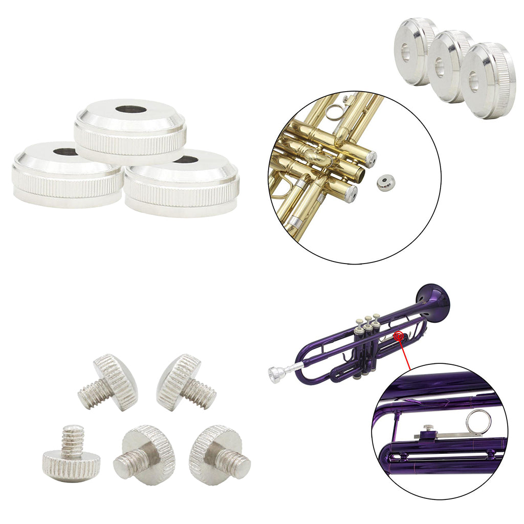 3pcs Trumpet Bottom Screws Nuts+5pcs Trumpet Slide Finger Ring Screws