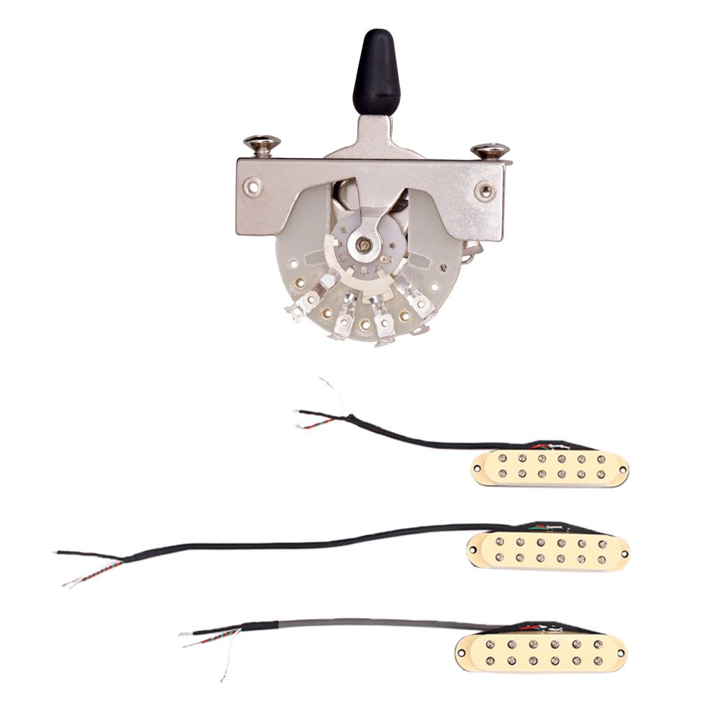 3pcs Single Coil Pickup for ST SQ+Guitar 5 Way Toggle Switch Pickup Selector
