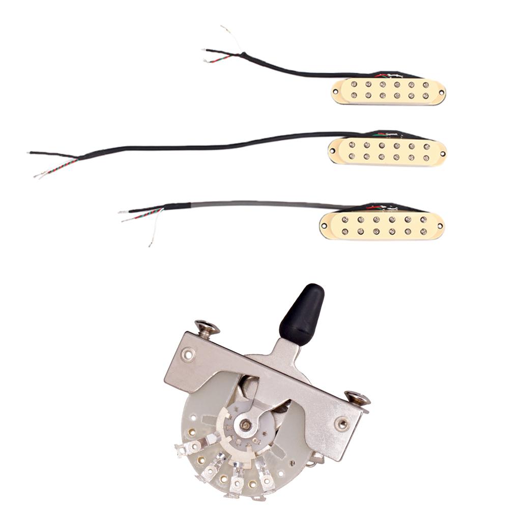 3pcs Single Coil Pickup for ST SQ+Guitar 5 Way Toggle Switch Pickup Selector