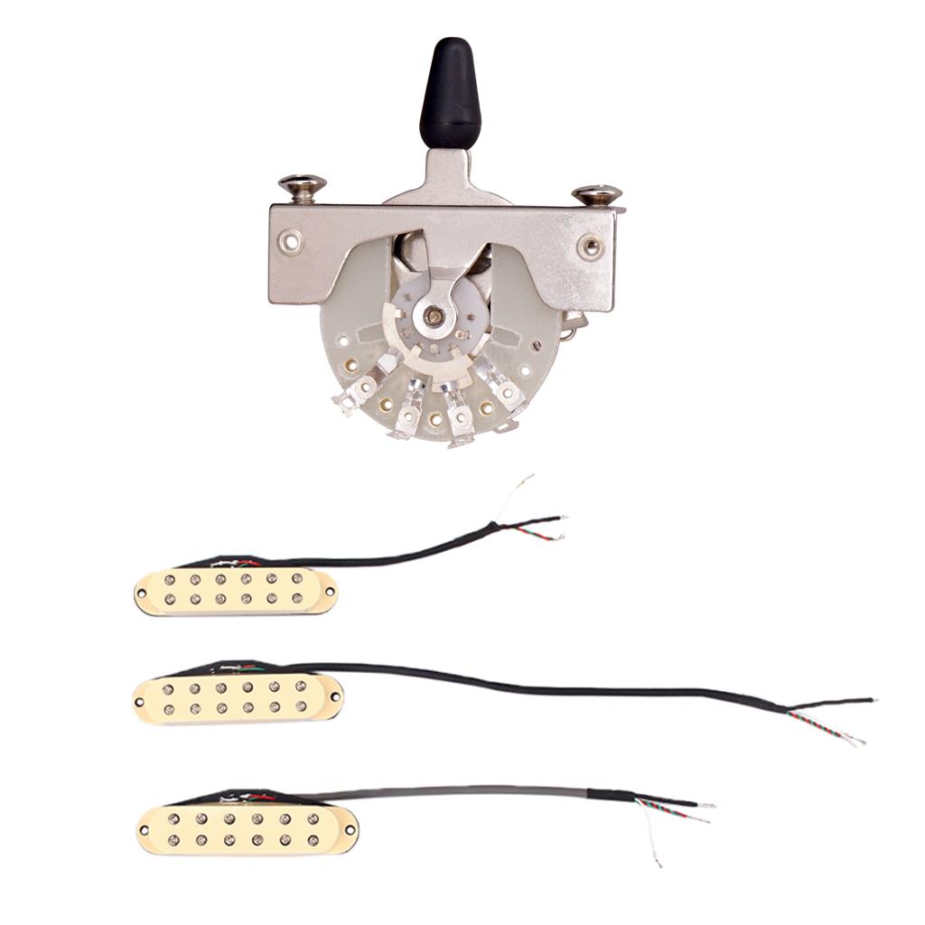 3pcs Single Coil Pickup for ST SQ+Guitar 5 Way Toggle Switch Pickup Selector