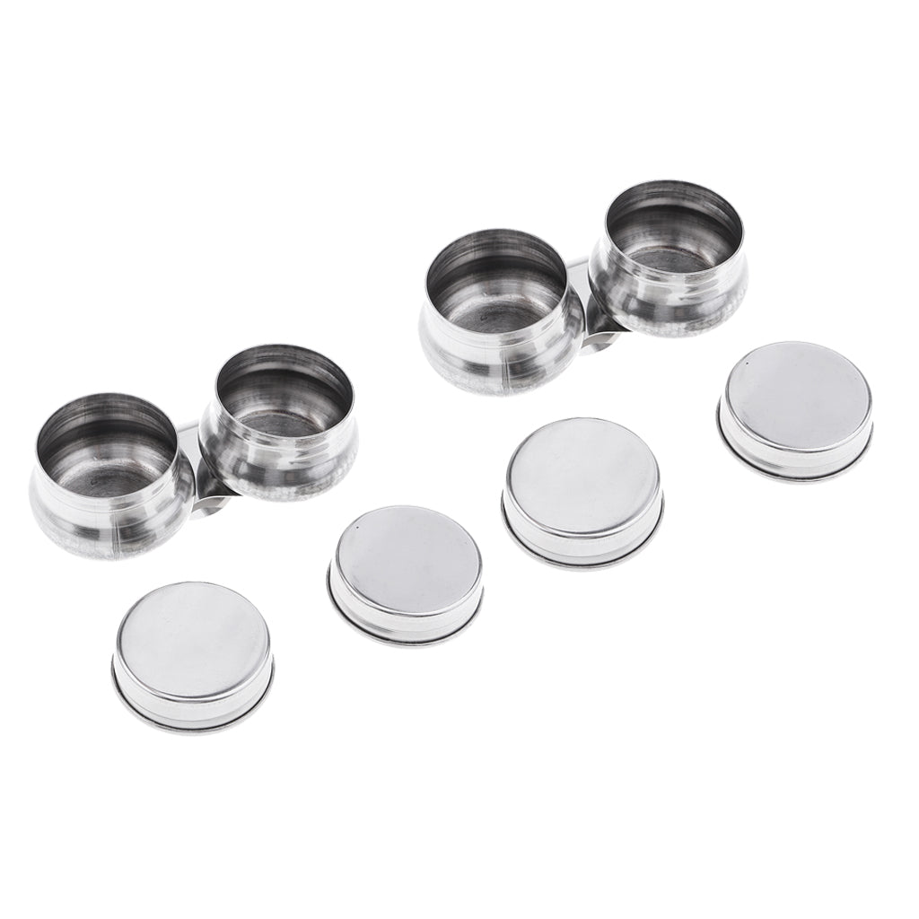 2Pc Artists Stainless Steel Double Dipper Palette Clip for Painting With Lid