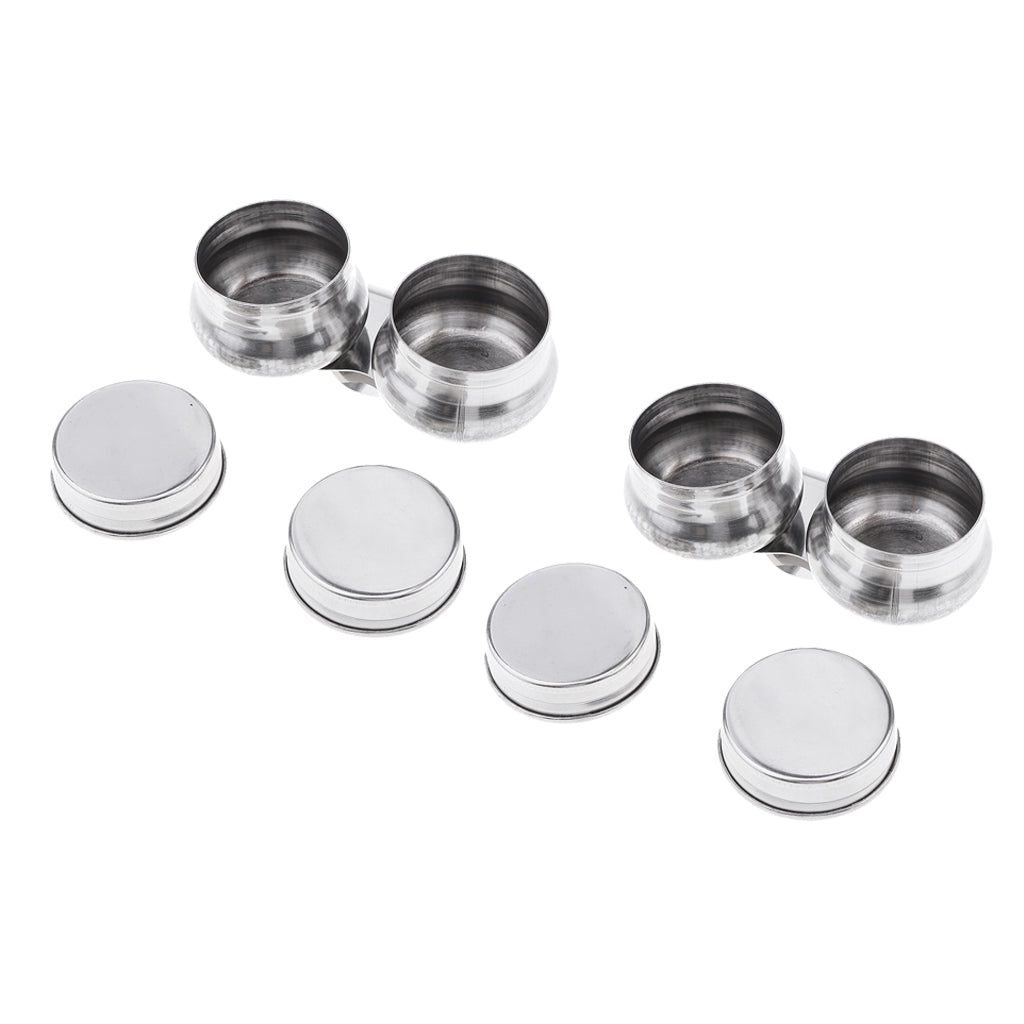 2Pc Artists Stainless Steel Double Dipper Palette Clip for Painting With Lid