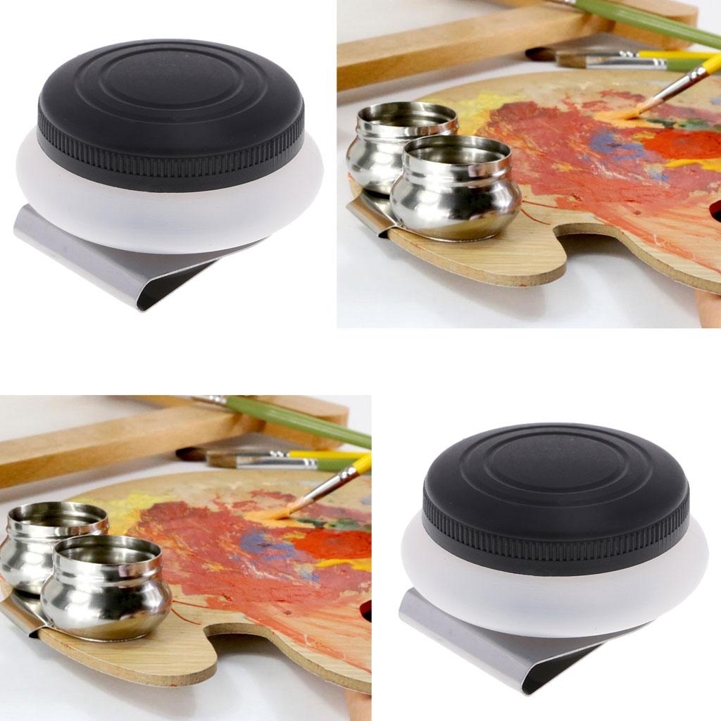2xArtist Plastic Single Hole Dipper Palette Cup Clip With Lid for Paint Art