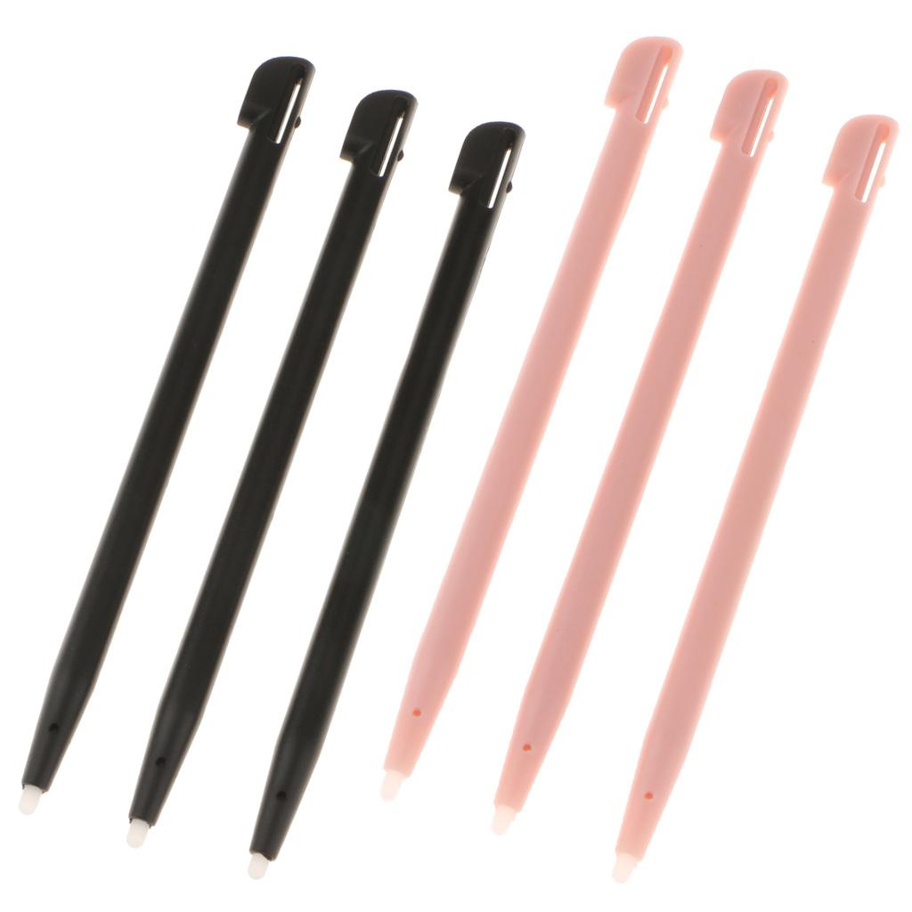6pcs Slot in Touch Screen Pen Stylus Resistive for Nintendo 2DS Black+Pink