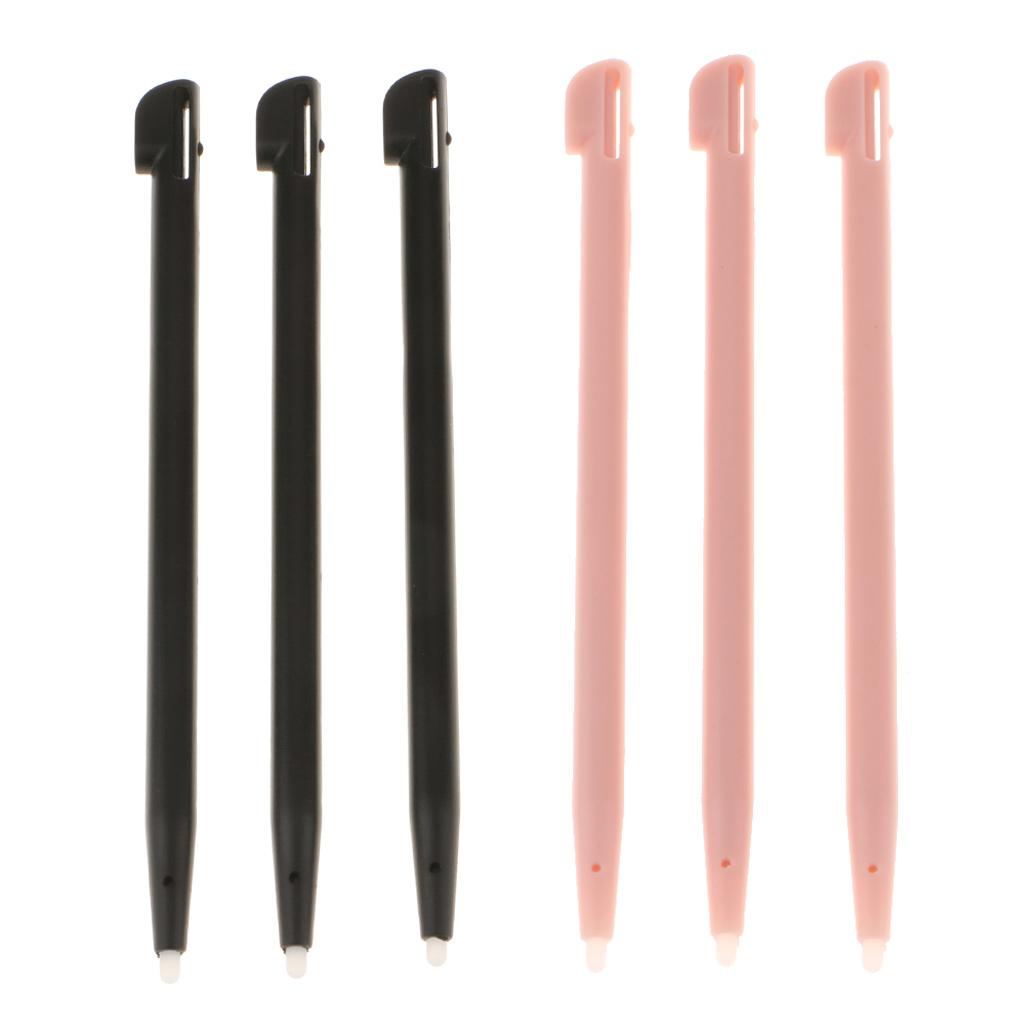 6pcs Slot in Touch Screen Pen Stylus Resistive for Nintendo 2DS Black+Pink
