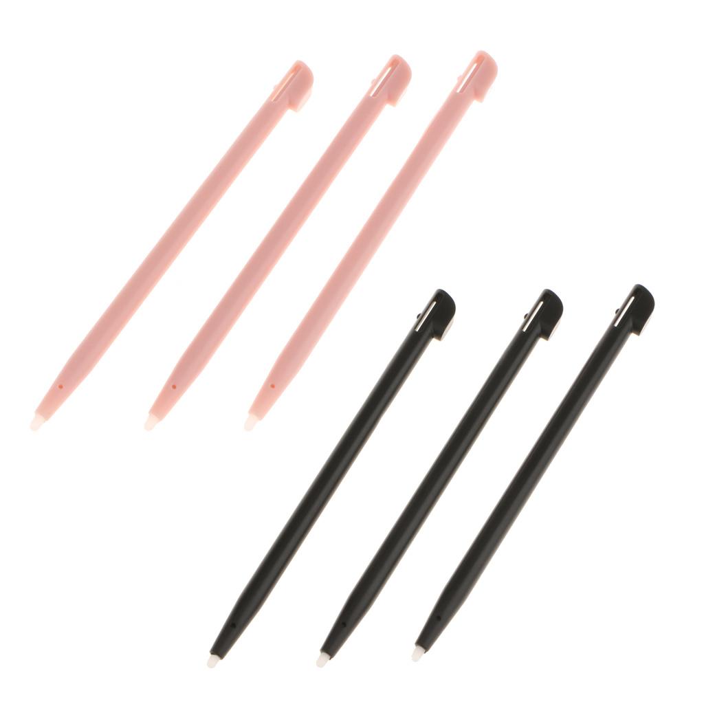 6pcs Slot in Touch Screen Pen Stylus Resistive for Nintendo 2DS Black+Pink