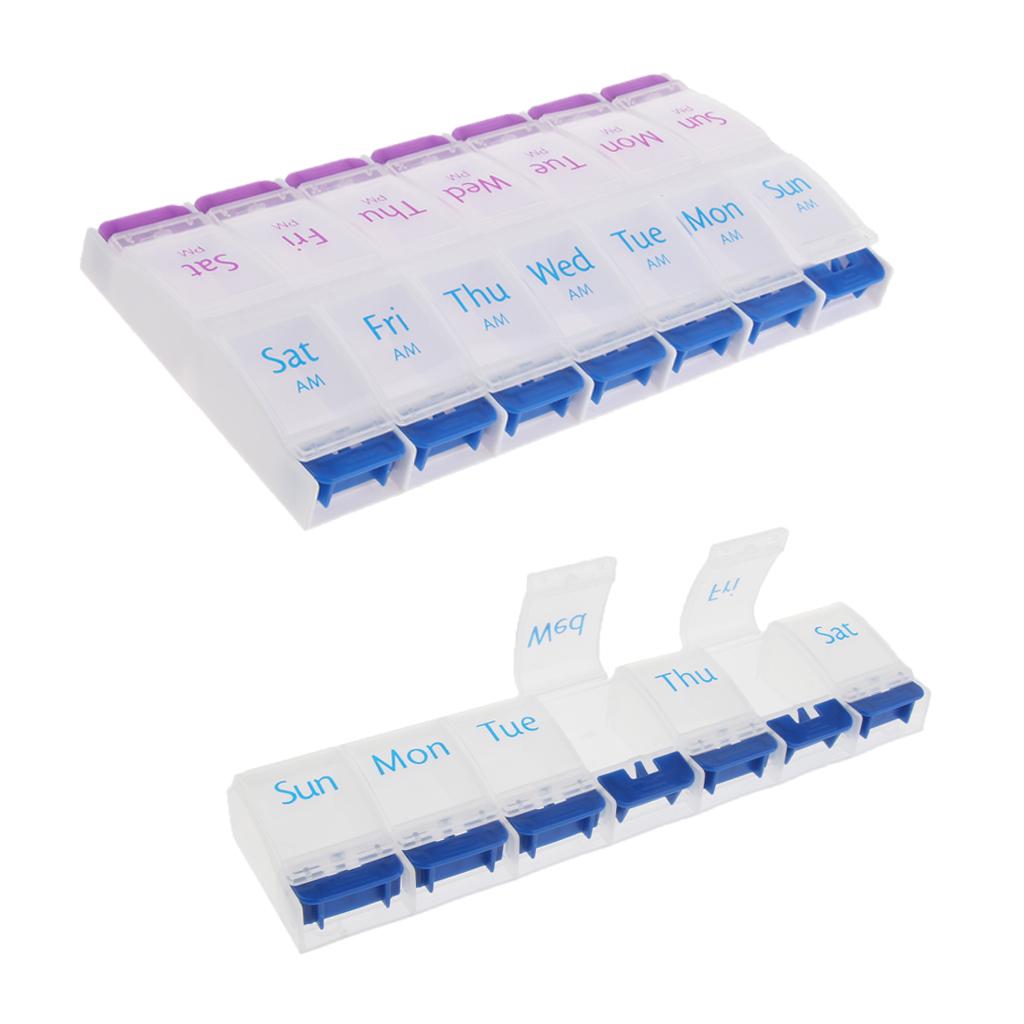 2 Pieces 7 Days Week Pill Tablet Medicine Capsule Box Storage Organizer