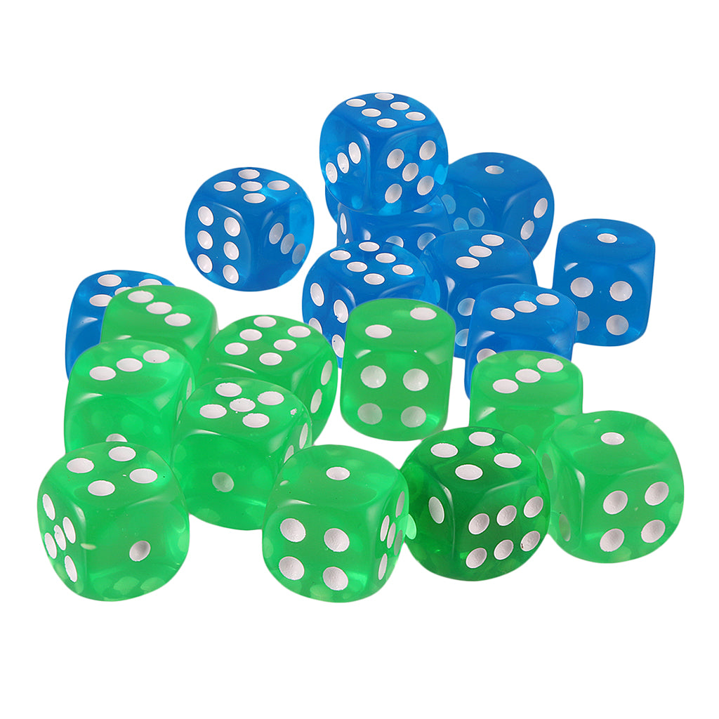 20PCS Acrylic Six Sided D6 Dice for D&D TRPG Party Board Game Toys