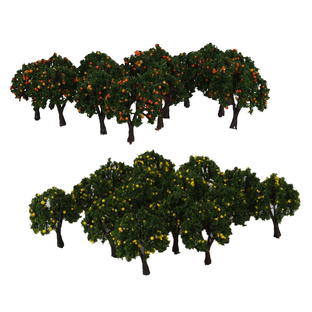 40pcs Model Train Yellow Fruit Trees Garden Street Layout Scale 1/300 4CM