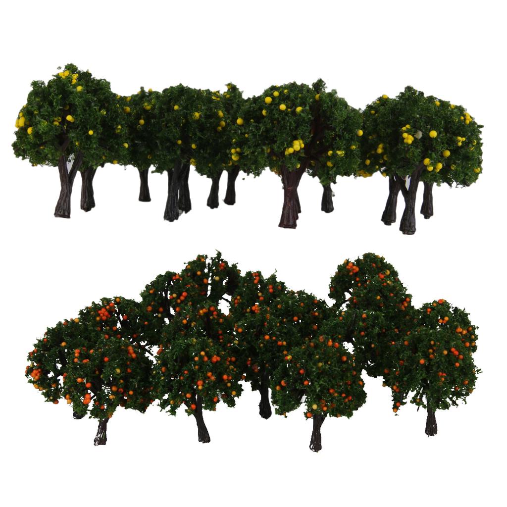40pcs Model Train Yellow Fruit Trees Garden Street Layout Scale 1/300 4CM