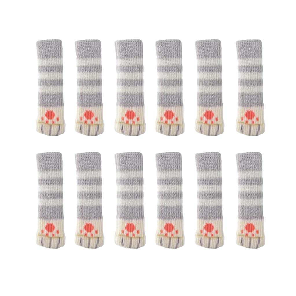 12PCS 3.5x11cm Furniture Feet Caps Covers/Knitted Chair Leg Socks Style_3