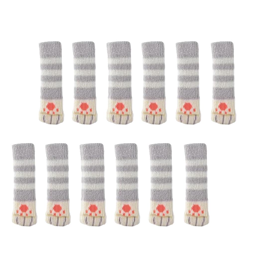 12PCS 3.5x11cm Furniture Feet Caps Covers/Knitted Chair Leg Socks Style_3