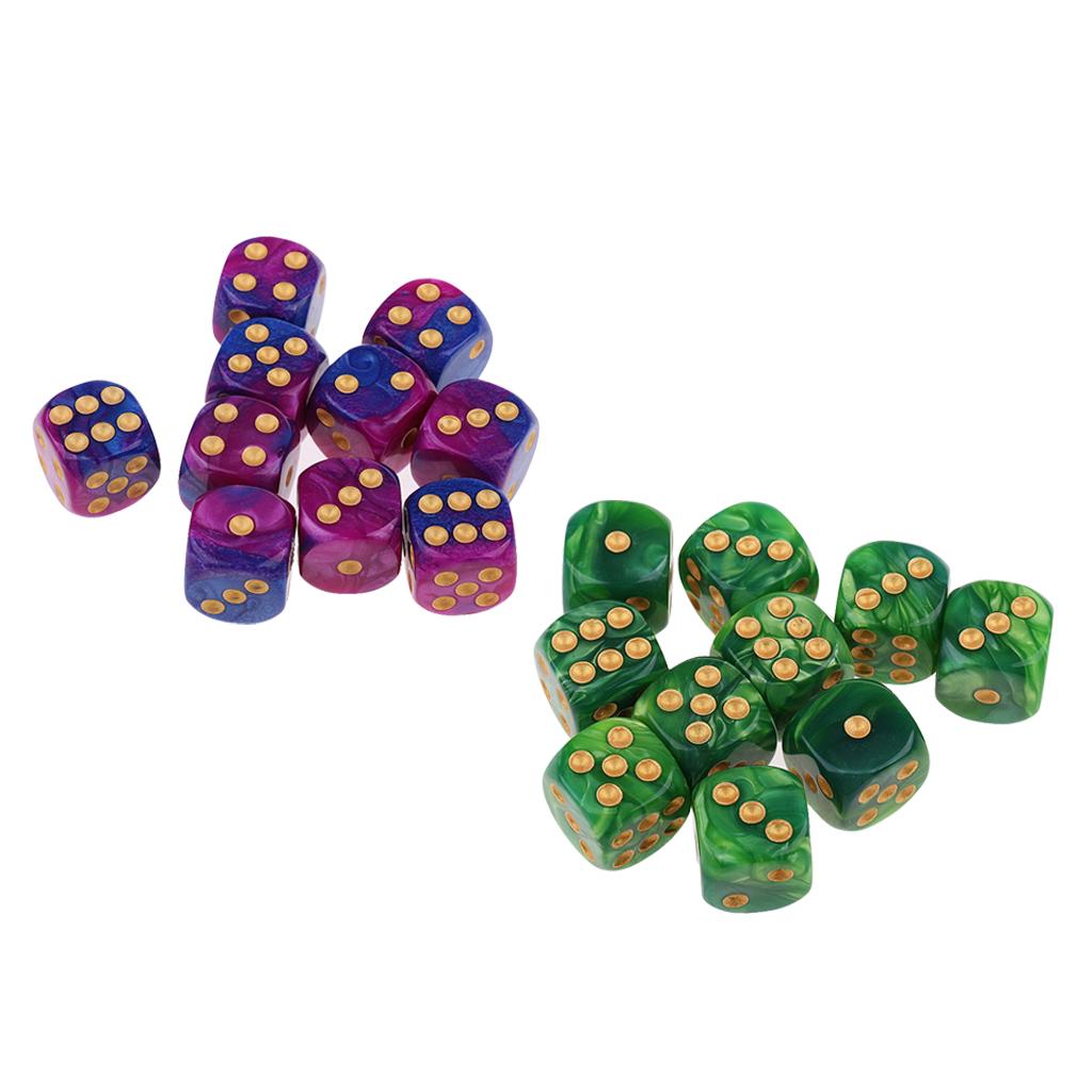 20x Six Sided D6 Dice Dotted For Dungeons and Dragons Props