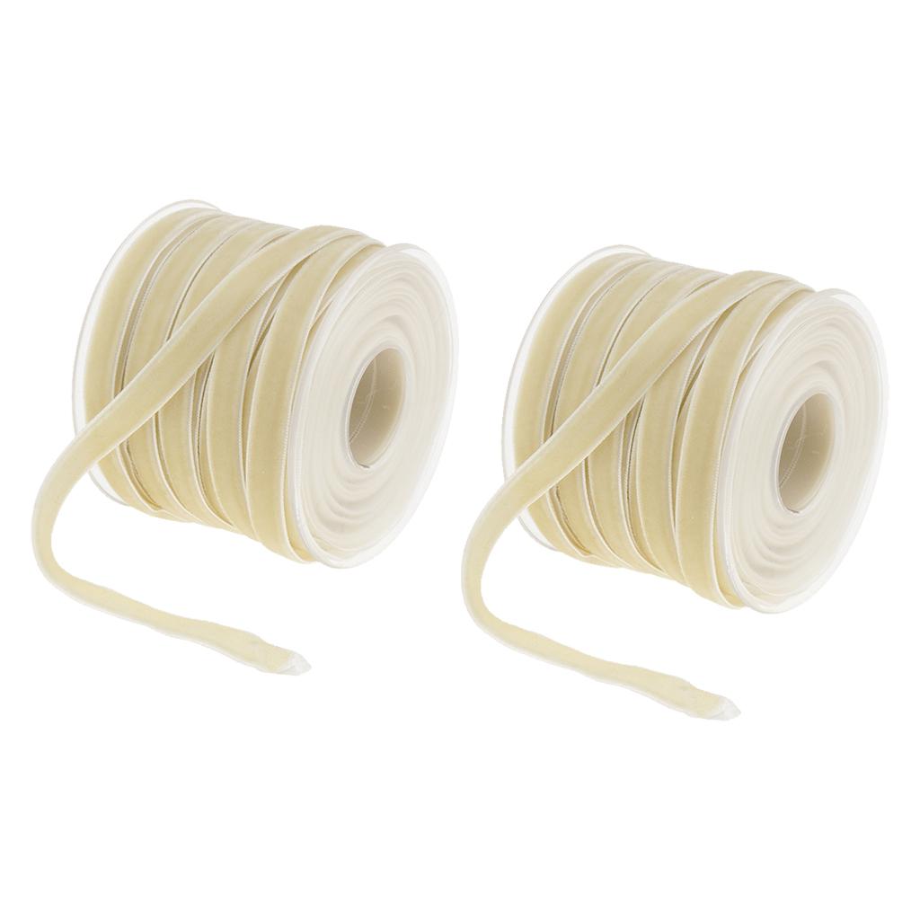 2pcs 20 Yard 10mm Wide Velvet Ribbon Roll Crafts wedding party supply Beige