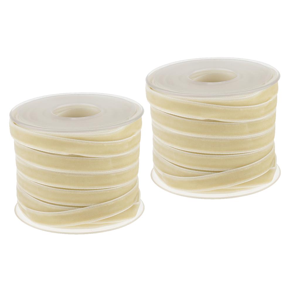 2pcs 20 Yard 10mm Wide Velvet Ribbon Roll Crafts wedding party supply Beige