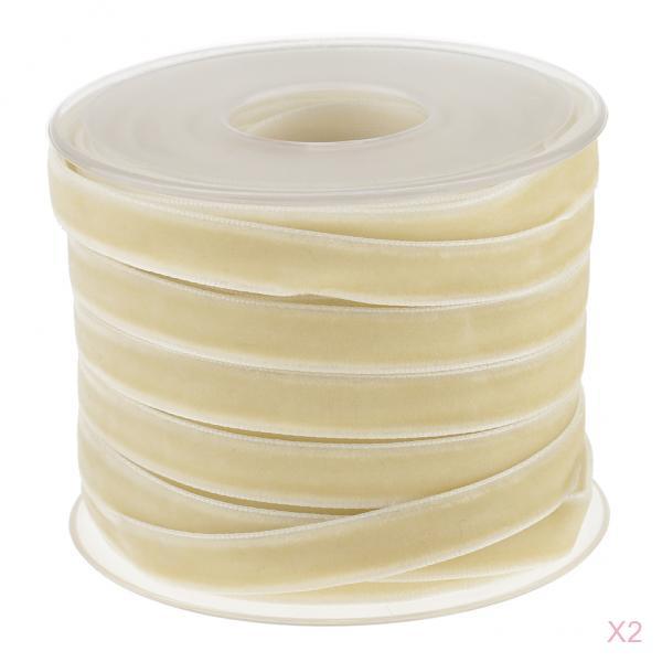 2pcs 20 Yard 10mm Wide Velvet Ribbon Roll Crafts wedding party supply Beige