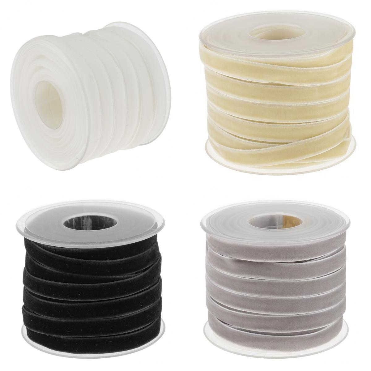 20 Yard 10mm Wide Velvet Ribbon for Crafts Gift Packing 4 Rolls