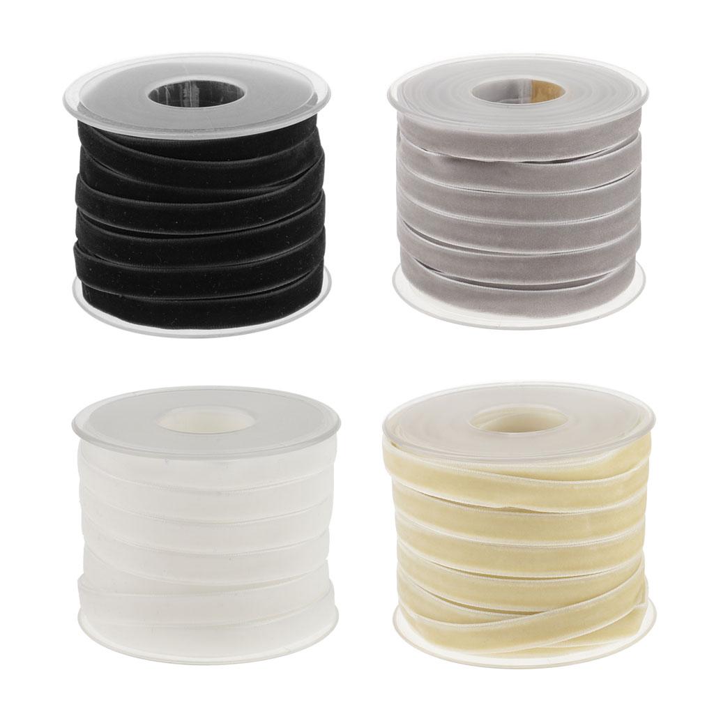 20 Yard 10mm Wide Velvet Ribbon for Crafts Gift Packing 4 Rolls